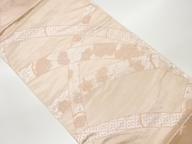 竹取に花々・菱模様織出し袋帯